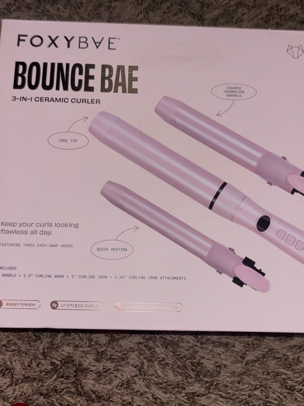 FoxyBae Bounce Bae 3-in-1 Ceramic Curling Wand - Pink
